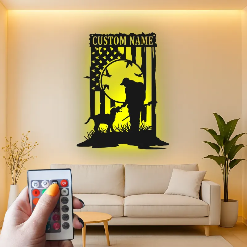 Custom Duck Hunter Metal Wall Art | LED Lighted Hunting Sign | Labrador Silhouette | Cabin Decor & Outdoorsman Gift