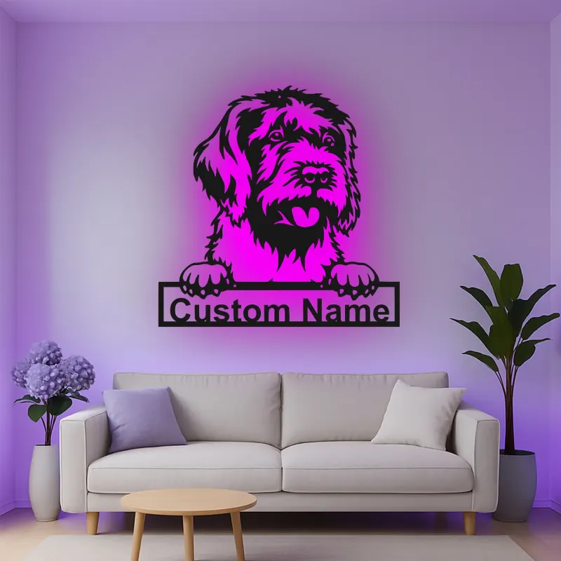 Décoration murale en métal LED personnalisée de chien de berger - Cadeau pour amoureux des chiens