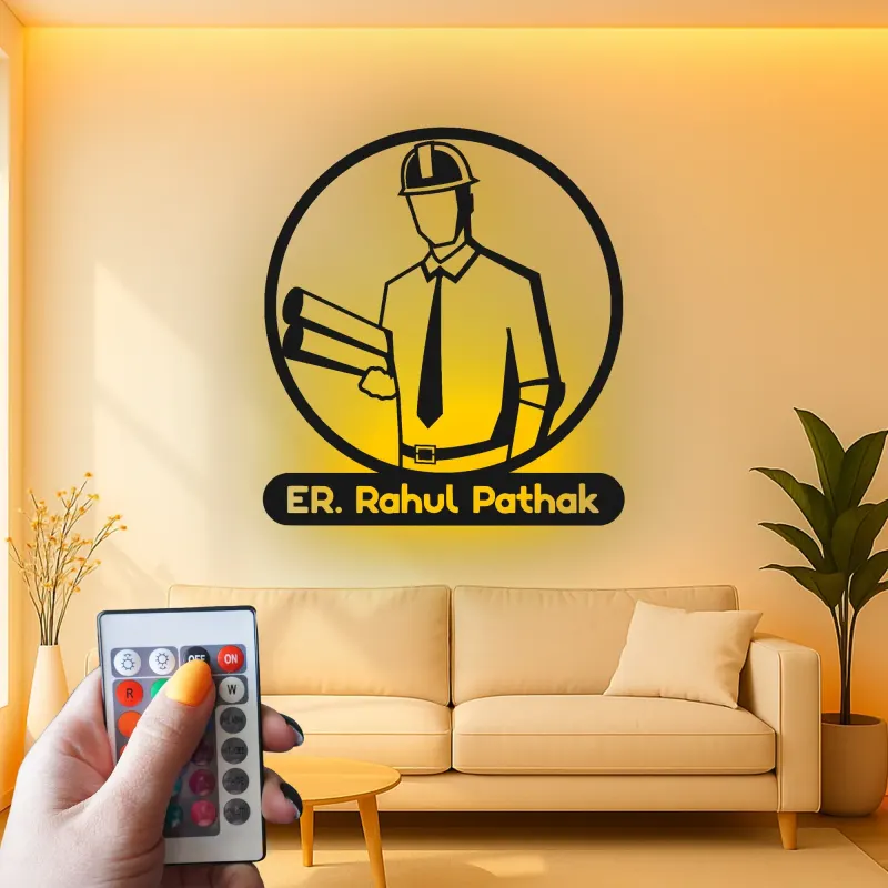 Décoration murale en métal personnalisée pour ingénieur avec rétroéclairage LED - Cadeau pour les ingénieurs, décoration de bureau pour professionnels de l'ingénierie