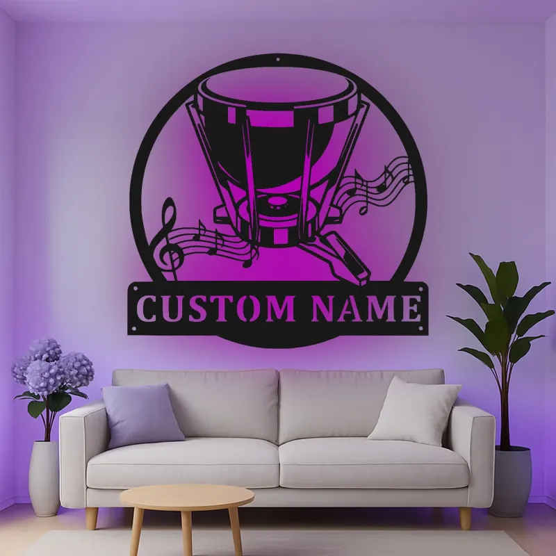 Cartel de metal LED de batería Regalo para músico con nombre Decoración de estudio o sala de música