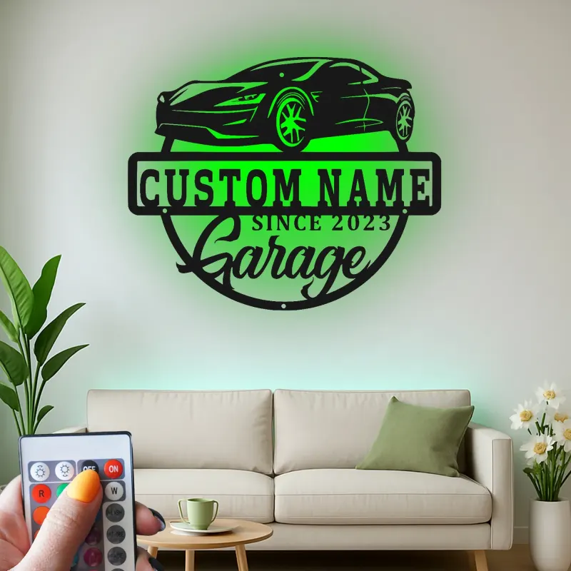 Cartel de metal LED personalizado para garaje de coches deportivos, regalo para entusiastas de los coches, decoración de man cave