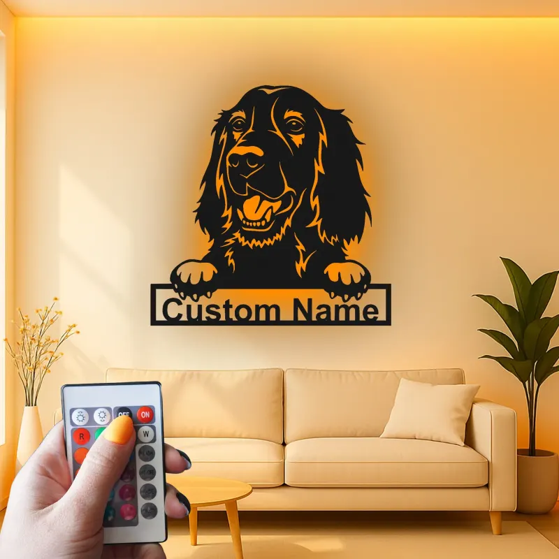 Décoration murale en métal LED personnalisée pour chien, cadeau pour les amoureux des animaux, décoration de salon ou de chambre