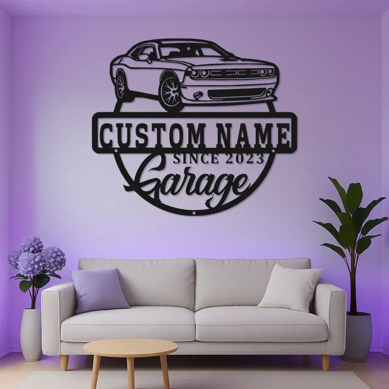 Custom Muscle Car Metal Sign | Personalized LED Garage Decor | Man Cave Wall Art | Gift for Car Enthusiast