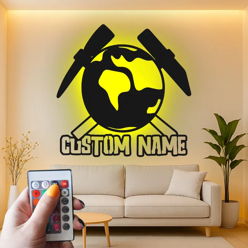 Custom Geology LED Metal Wall Art | Personalized Geologist Gift Sign | Earth & Rock Hammer Decor for Study Room & Office
