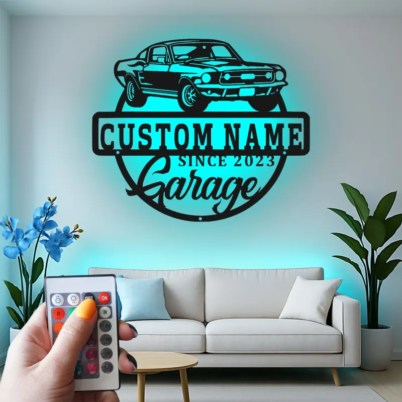 Insegna in metallo LED personalizzata per auto classiche regalo per appassionati di auto decorazione per garage 2