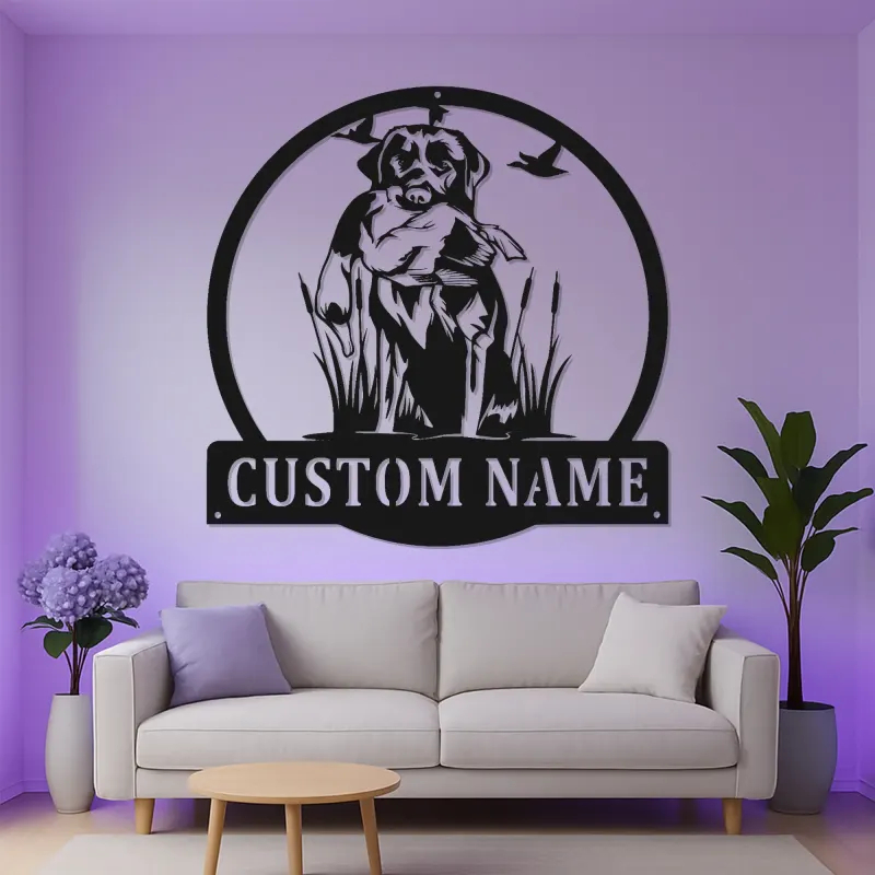 Custom Labrador Retriever Hunting Sign | LED Metal Wall Art for Hunters | Personalized Duck Dog & Outdoor Enthusiast Gift