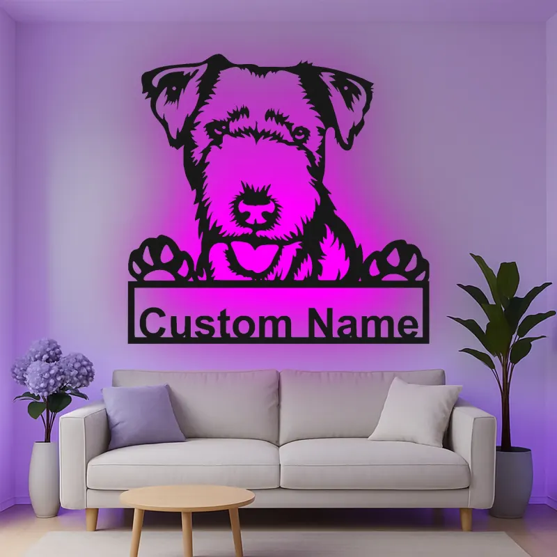 Custom Dog Led Light Metal Wall Art Personalized Pet Parent Gift Living Room Decor for Dog Lovers 4