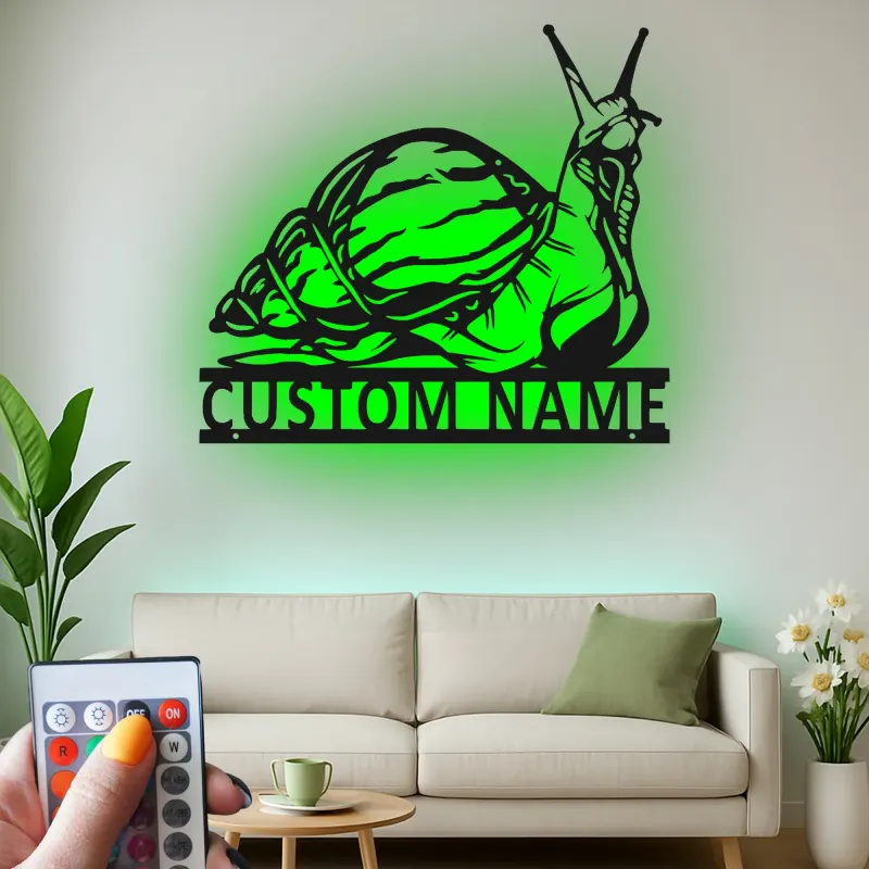 Custom Snail Metal Wall Art | LED Backlit Garden Sign | Personalized Patio Decor | Nature Lover Gift
