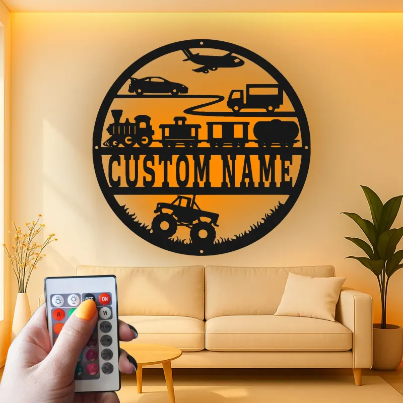 Cartel de metal LED de transporte personalizado regalo para decoración de guardería o sala de juegos