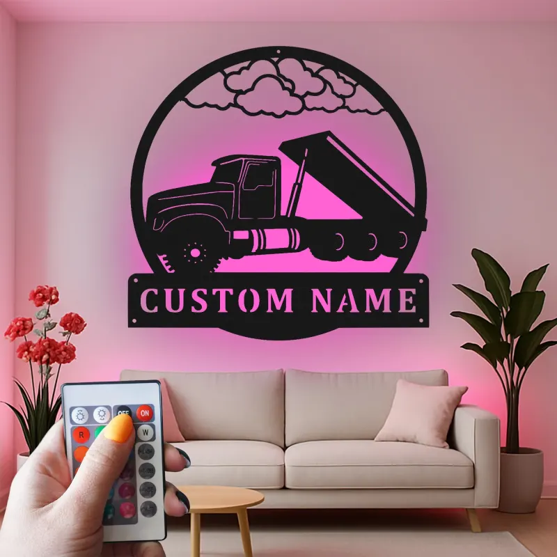 Cartel de metal LED de camión volquete personalizado, regalo para entusiastas de camiones, decoración para garaje u oficina