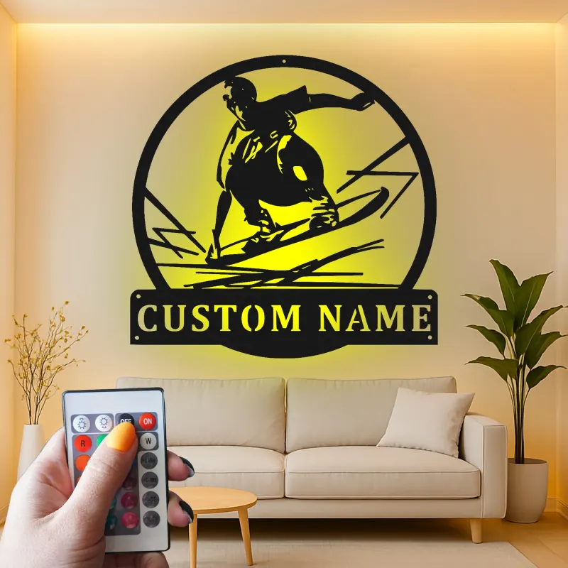Lumière personnalisée pour skateur | Décoration murale en métal avec nom personnalisé | Cadeau de skateboard pour la décoration de chambre d'ado