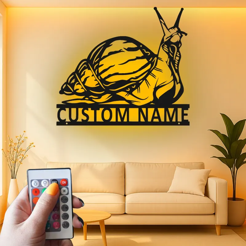 Custom Snail Metal Wall Art | LED Backlit Garden Sign | Personalized Patio Decor | Nature Lover Gift