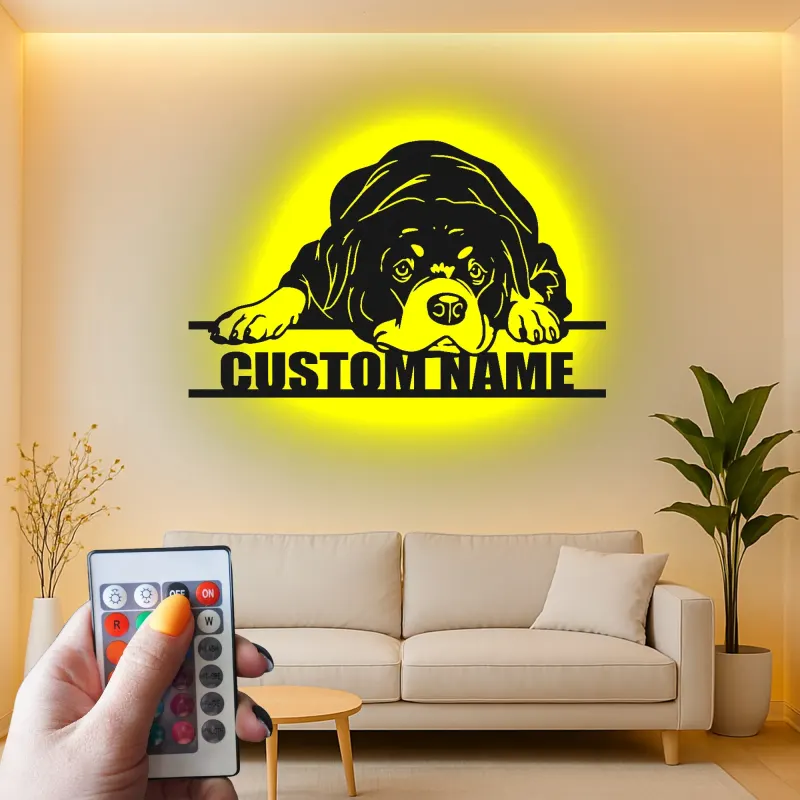 Décoration murale en métal LED personnalisée pour chien, cadeau pour les amoureux des animaux, décoration de salon