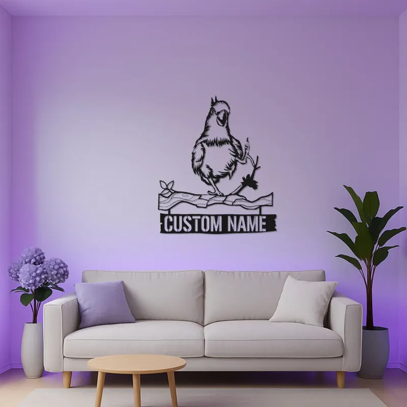 Personalisierte Metall-Wandkunst Nymphensittich | LED Hinterleuchtetes Papageienschild | Individuelles Haustiergedächtnis | Vogel-Liebhaber Dekoration