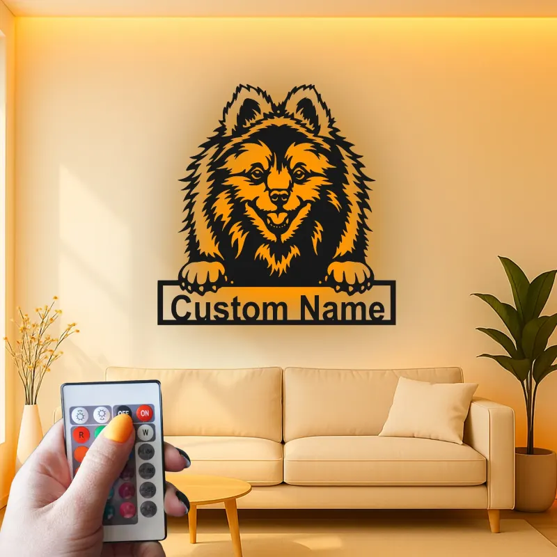 Personalized Pomeranian LED Sign | Custom Dog Name Metal Wall Art | Pet Lover Gift | Entryway Decor