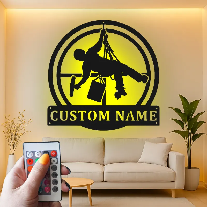 Cartel de metal LED personalizado para limpiadores de ventanas, regalo único para limpiadores, decoración de oficina o taller