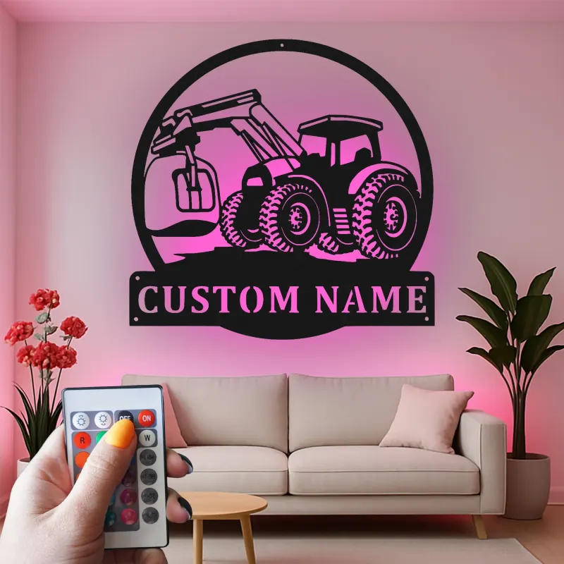 Custom Tractor Led Light Metal Wall Art Personalized Farmer Gift Rustic Farmhouse Decor for Home