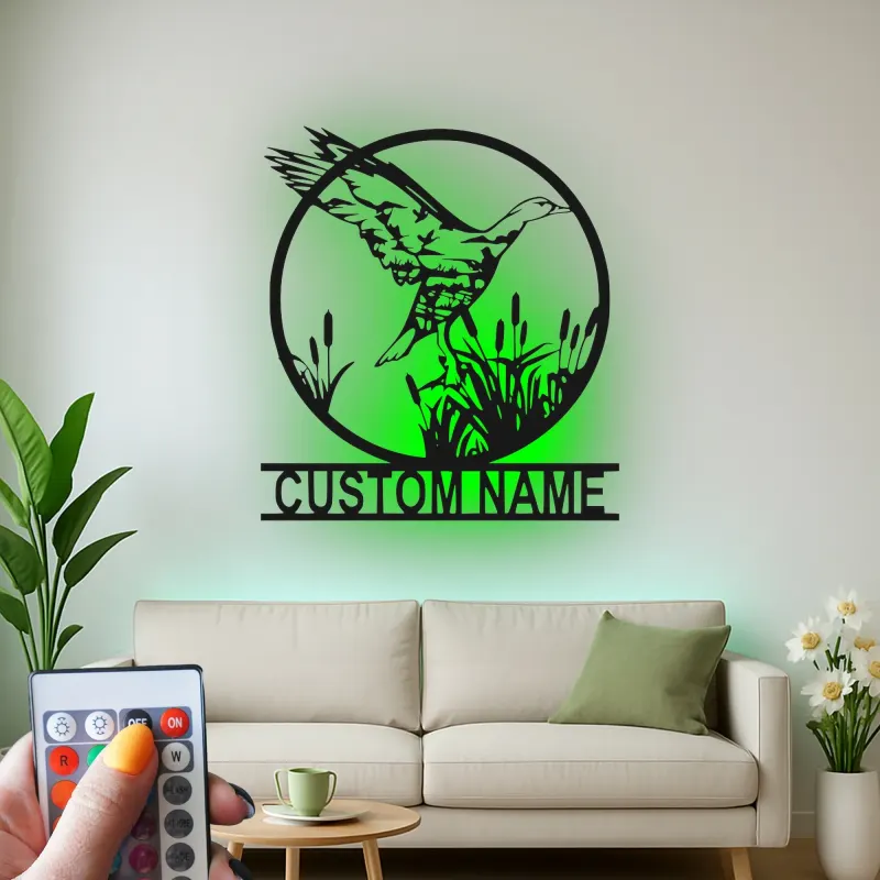 Décoration murale en métal personnalisée Oiseau en Vol avec rétroéclairage LED Cadeau pour amoureux de la nature Décor de chambre ou de salon