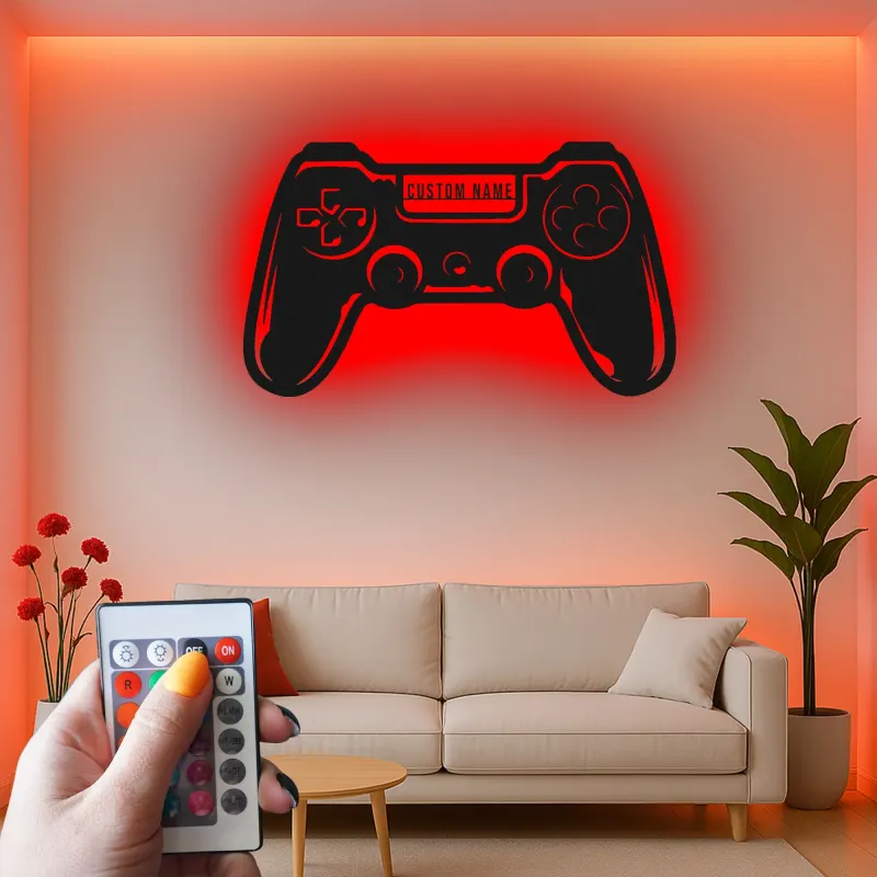 Gamer-Tag LED-Schild | Individuelle Controller Metall-Wandkunst | Personalisierte Gaming-Raum-Dekoration | Teen Geschenk