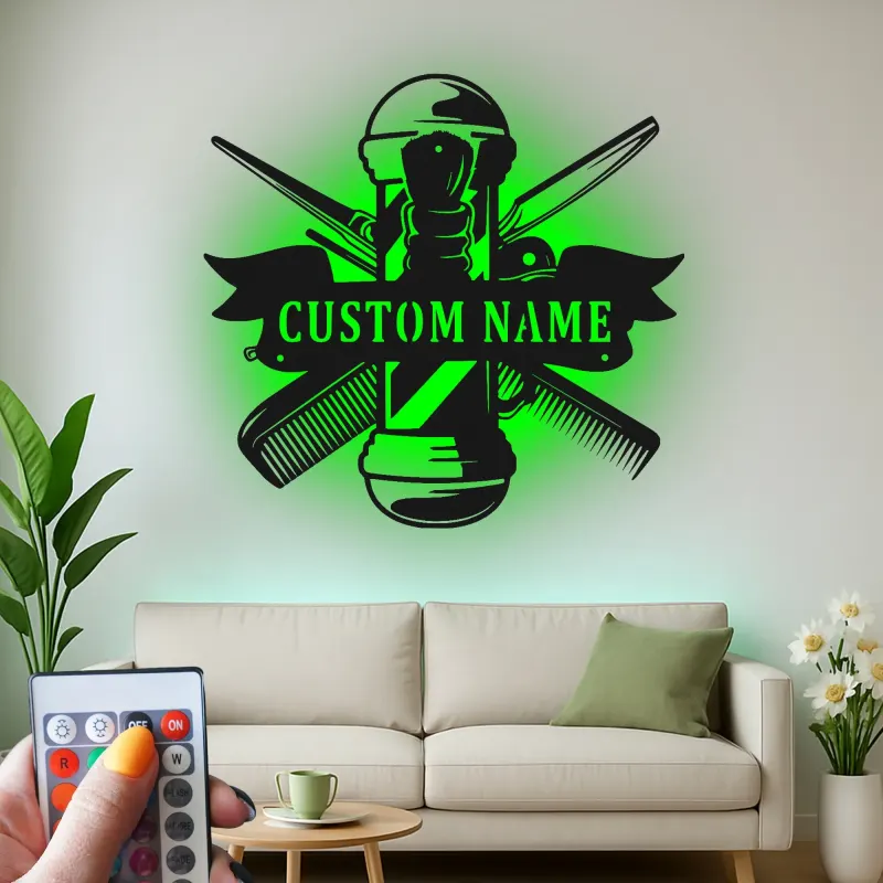 Personalisierte LED-Beleuchtung Metall-Wandkunst für Friseursalons 1