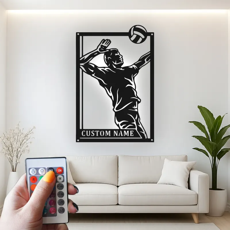 Insegna in metallo personalizzata con luce LED per giocatore di pallavolo - Regalo sportivo personalizzato per atleti, decorazione per sala giochi