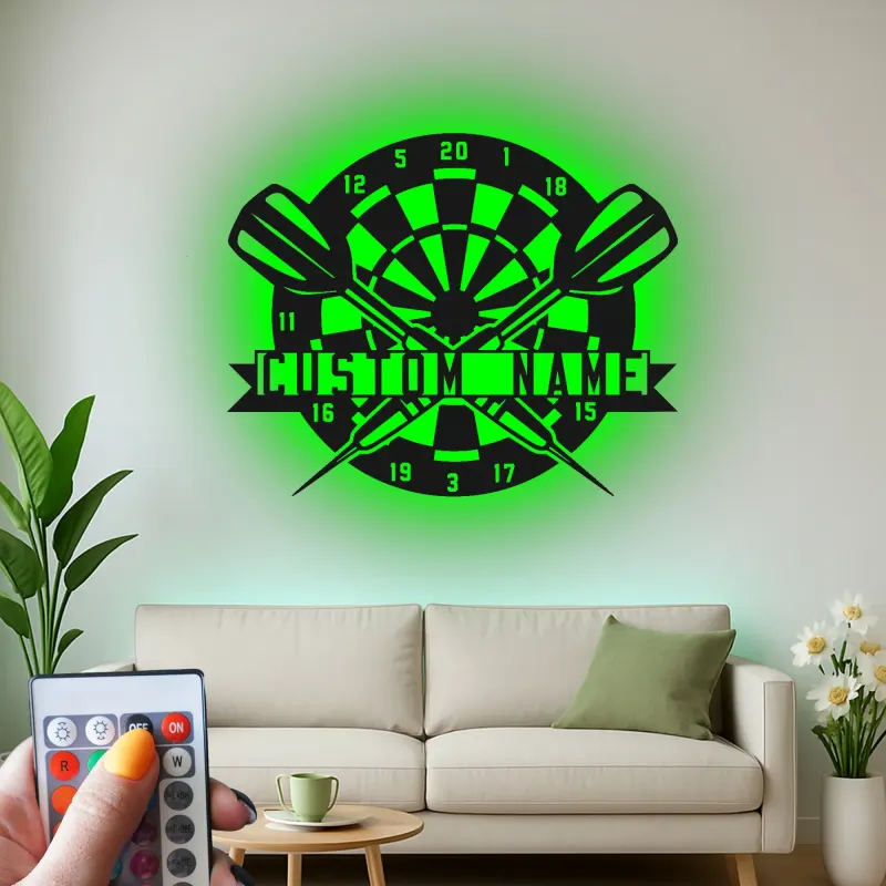 Insegna in metallo LED personalizzata per dartboard regalo per giocatori di freccette decorazione per sala giochi 1