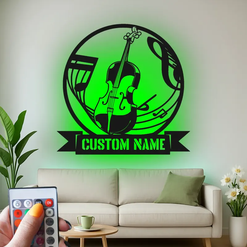 Insegna in metallo LED a forma di violino personalizzata, regalo per musicisti, decorazione per stanza musicale per amanti della musica