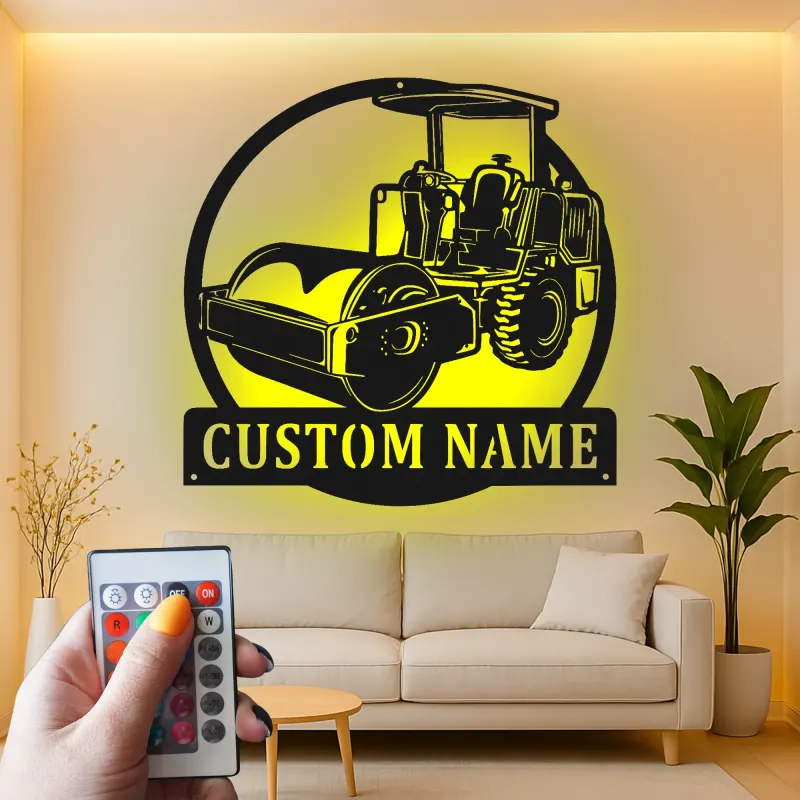 Panneau Métallique Routeur Personnalisé | Art Murale de Véhicule de Construction LED | Décoration de Machinerie Lourde | Cadeau pour Ouvrier de Construction