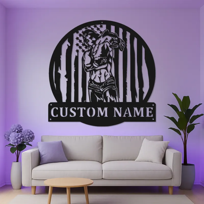 Personalized LED Metal Boxing Wall Art | Custom Boxer Gym Decor | Athlete Gift & Man Cave Signage