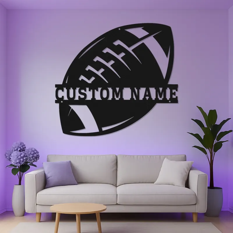 Insegna LED football personalizzata | Decorazione murale in metallo | Arredo per sala giochi per ragazzi | Regalo per allenatore