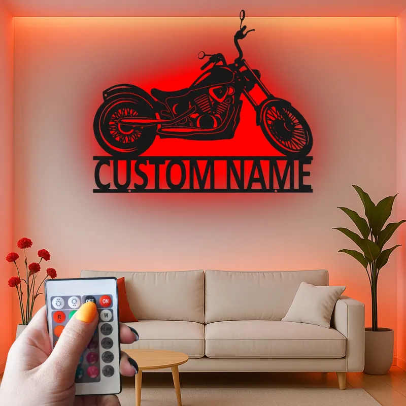 Cartel de metal LED personalizado para motocicletas, regalo para entusiastas de las motos, decoración para garaje o man cave