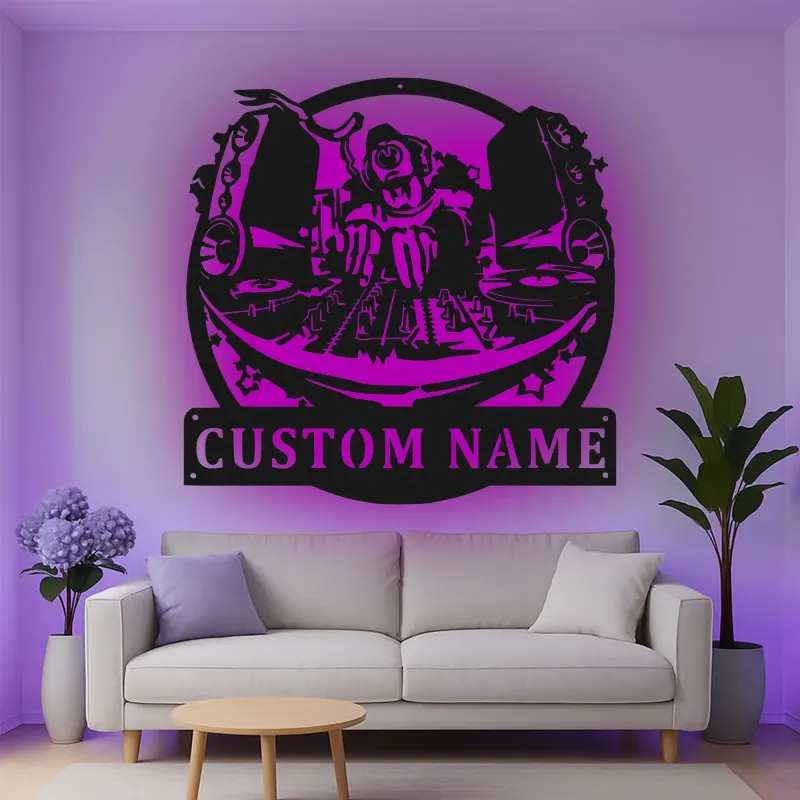 Cartel de metal personalizado con luz LED de tornamesa regalo para amantes de la música decoración de estudio o sala de juegos 1