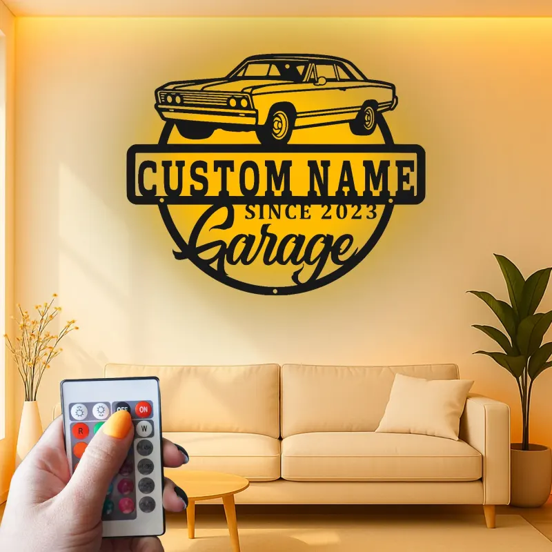 Custom Classic Car Led Light Metal Wall Art Personalized Garage Gift for Him Man Cave Decor 2