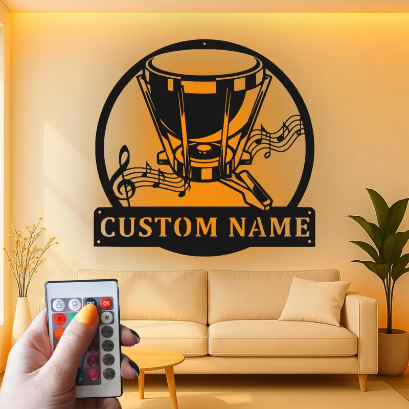 Cartel de metal LED de batería Regalo para músico con nombre Decoración de estudio o sala de música