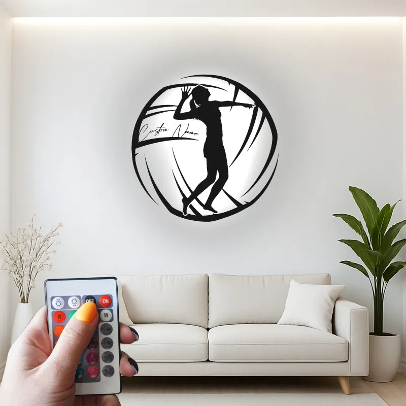 Insegna in metallo personalizzata con luce LED per giocatore di pallavolo - Regalo per atleti e appassionati di sport