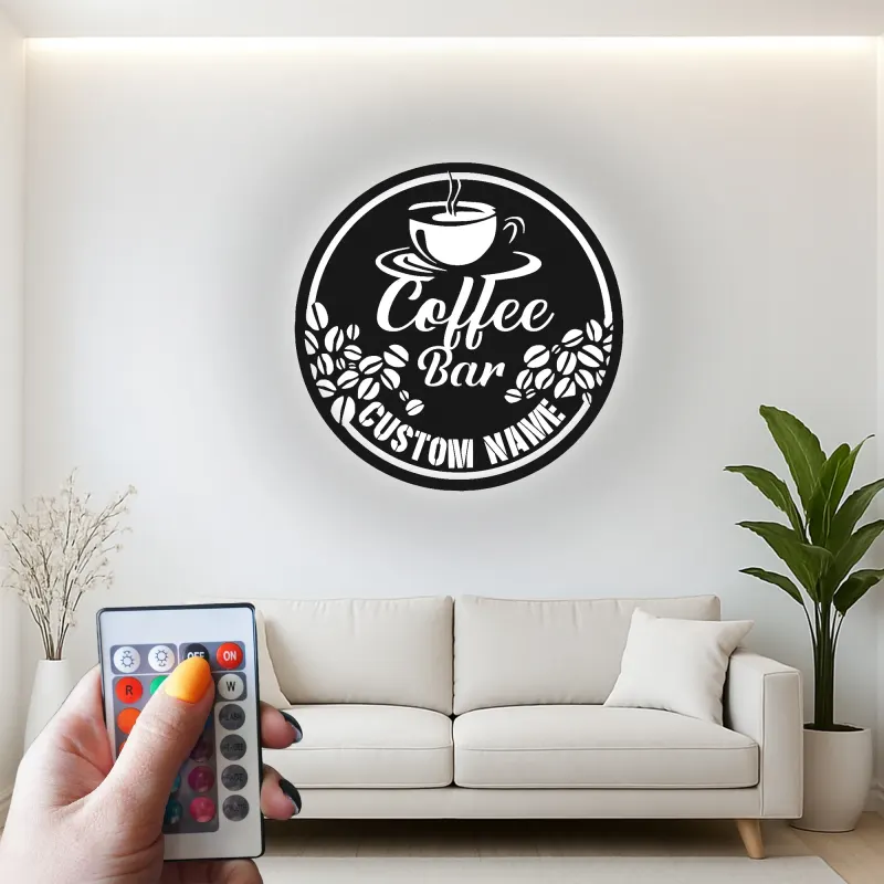 Cartel de metal personalizado con luz LED para bar de café, regalo personalizado para amantes del café, decoración de cocina