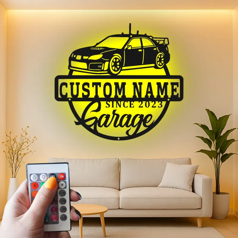 Personalisierte LED-Garagenschild | Metall-Wandkunst für Auto-Enthusiasten | Werkstatt-Dekor | Geschenk für Man Cave