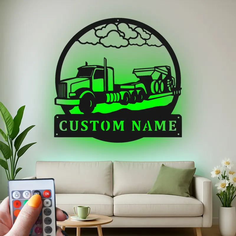 Insegna in metallo LED personalizzata per camion e rimorchio, regalo per camionisti, decorazione per garage o man cave