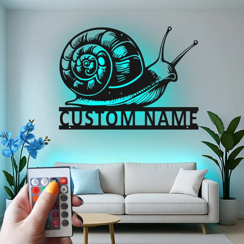 Custom Snail LED Metal Sign | Personalized Gardener Gift | Realistic Patio Wall Art | Outdoor Nature Decor