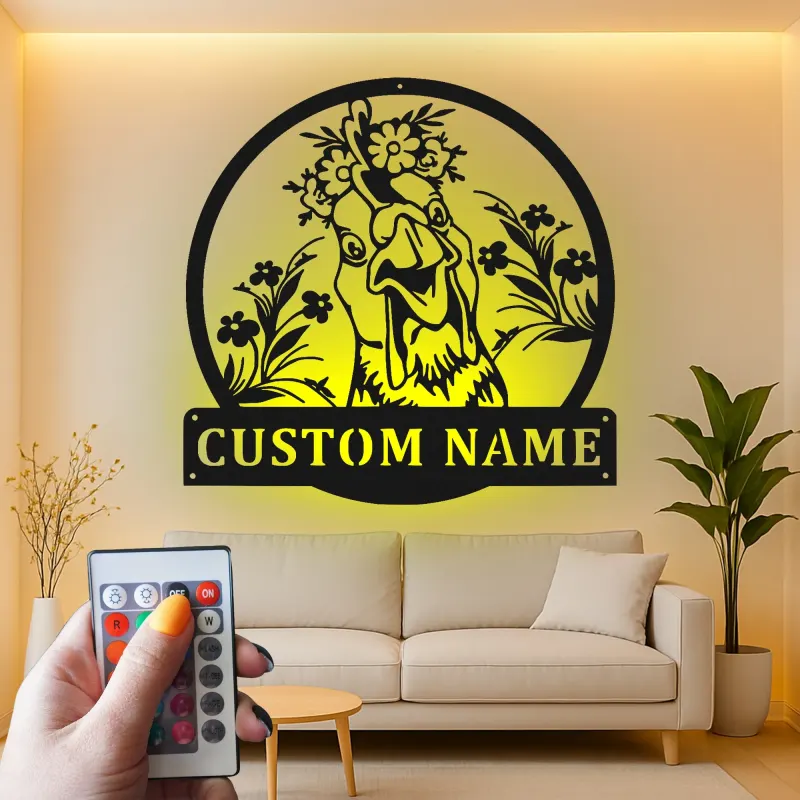 Insegna in metallo LED Pollo Personalizzata Regalo per Cucina o Decorazione da Fienile