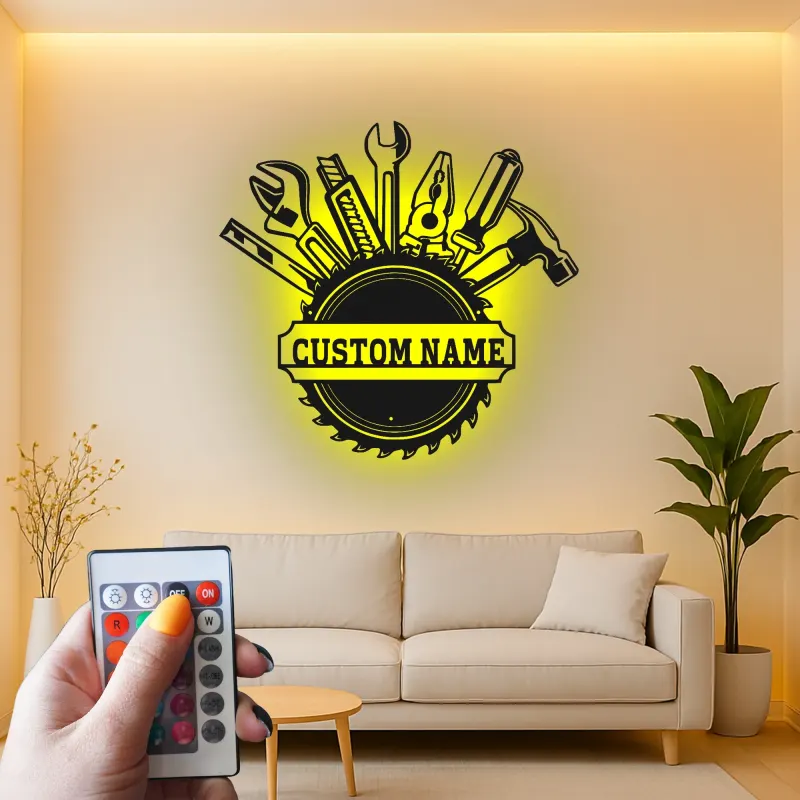 Décoration murale en métal LED personnalisée pour bricoleur - Cadeau pour garage et atelier