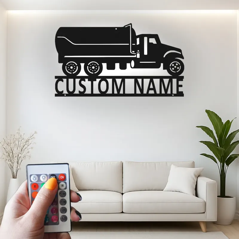 Personalisierte LED-Metall-Wandkunst mit Muldenkipper – Geschenk für Lkw-Fans, Garage oder Männerhöhle 10