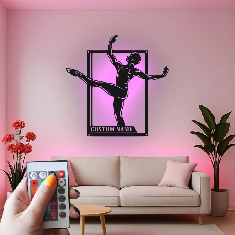 Décoration murale en métal personnalisée Danseuse de ballet avec rétroéclairage LED Cadeau pour danseurs Décor de studio ou de chambre