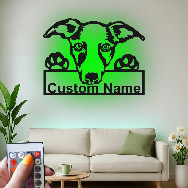 Cartel de metal LED de raza de perro personalizado Regalo para dueños de mascotas Decoración para salón o entrada 1