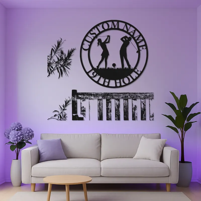 Enseigne LED de golf personnalisée | Décoration murale en métal sur mesure pour bar maison | Déco 19e trou avec prénom | Cadeau pour couple golfeur