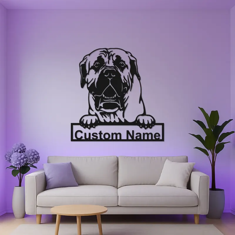 English Mastiff Custom LED Sign | Personalized Dog Wall Art | Metal Pet Portrait for Mastiff Owners