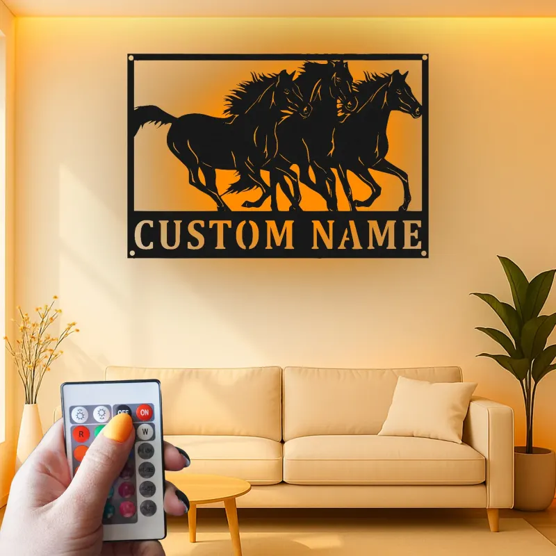 LED Horse Metal Sign | Custom Equestrian Wall Art for Ranch & Stable | Personalized Horse Lover Gift