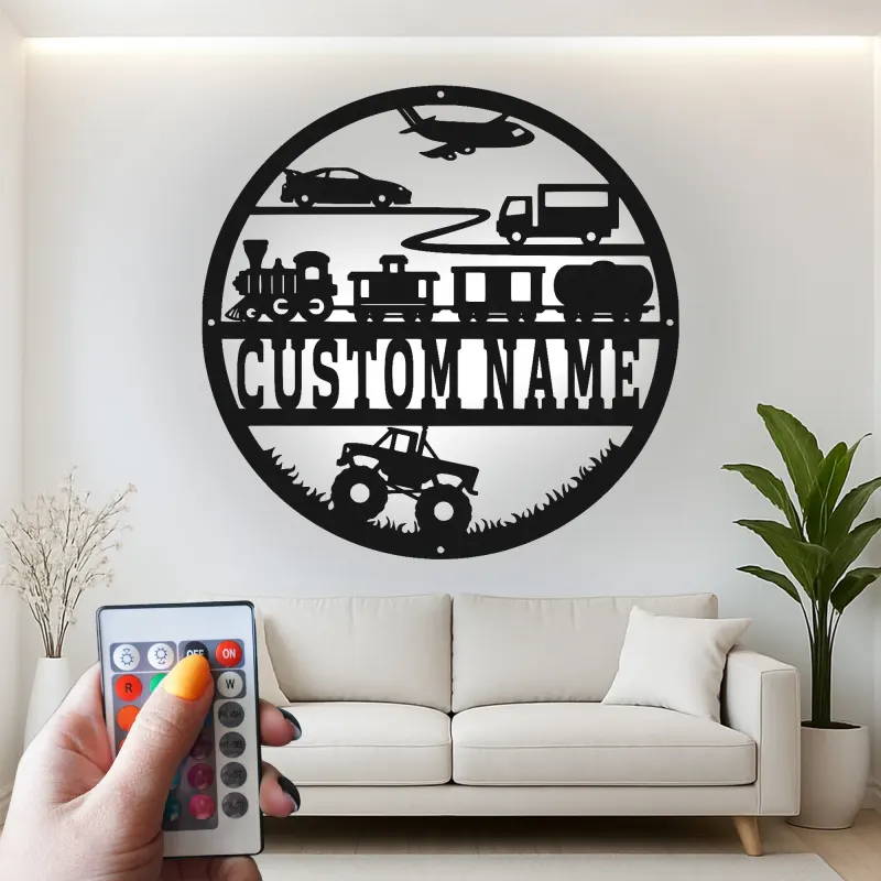 Cartel de metal LED de transporte personalizado regalo para decoración de guardería o sala de juegos