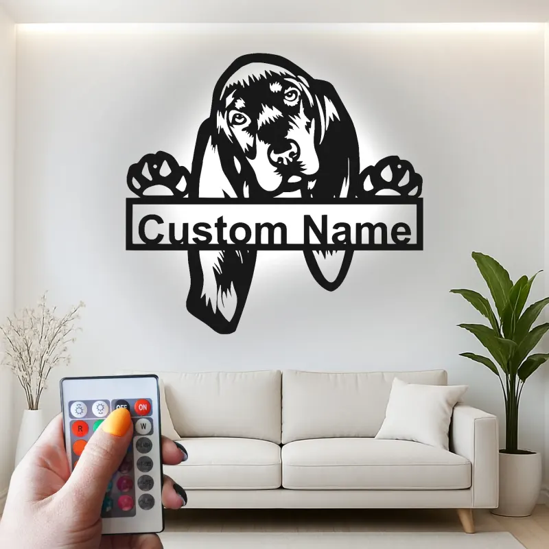 Cartel de metal LED personalizado de Bloodhound, regalo para amantes de los perros, decoración para la sala de estar