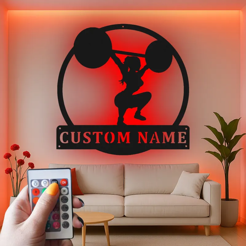 Insegna in metallo LED personalizzata per sollevatori di pesi, regalo decorativo per palestra domestica, insegna da palestra